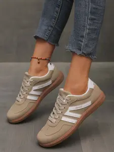 Women's American Vintage Style Sneakers, Low Top Trainers, Colorblock Flat Laces Breathable Casual Board Shoes, Comfortable and Stylish Footwear for Everyday Wear