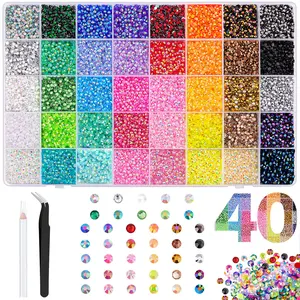 40 Colors Resin Jelly Rhinestones for Bedazzling, 3mm 32000 Pcs Flatback Gems for Crafting, Bedazzling Kit with the tools for Clothing Shoes Nail Book Diamond Art