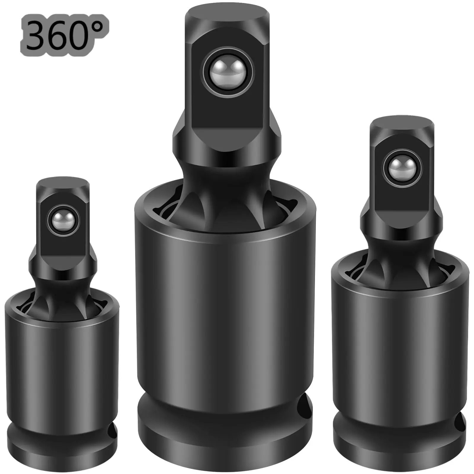 3/8inch 1/2inch 1/4inch Impact Swivel Socket Adapter Set - 360° Rotatable Joint Socket Adapter CR-MO material for Electric Wrench Ratchet Wrench, Universal Joint Swivel Socket