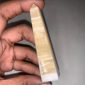 Natural Orange Calcite Crystal Mini Tower Obelisk