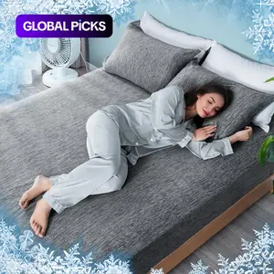 Cooling Fitted Sheet Set for Hot Sleeper, Cooling Sheets, 1 Fitted Sheet and 1/2 Pillowcase,Q-Max 0.4, 360° Elastic Band, Soft Breathable Temperature Regulation Bedding for Night Sweats, 16" Deep (up to 18") #GLOBAL PICKS