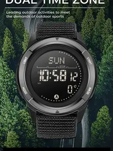 SANDA Men's Digital Watch Pedometer Step Counter Watches Military Compass Waterproof Wrist Watch Tactical Sport Watch Calories Counter Pacer Running Wristwatch LED Light Stopwatch Countdown