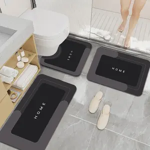 Minimalist Luxury Diatomaceous Earth Mat Bathroom Mat U-Shaped Toilet Three-Piece Set Entrance Door Mat