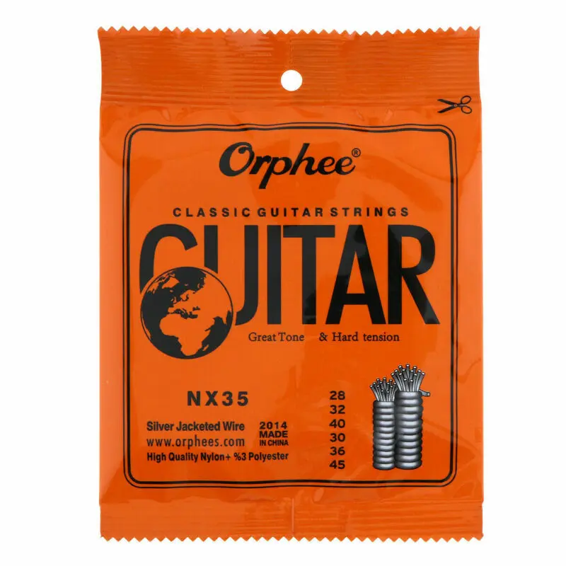 Orphee NX35 Nylon Classical Guitar Strings, 1/5/10 Packs Optional, 0.71-1.14, Core Wire Hard Tension, for Music Lovers Friends Gift