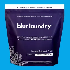 Blur Laundry Detergent Powder - 100 Loads, Plant-Derived & Mineral-Based Ingredients, Non-Toxic, Sustainable & Healthy for Your Well-Being, Lavender/Sweet Orange Scent, Ultra-Concentrated Formula, Made in USA - Concentrated Cleaner