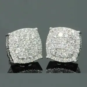 AAA Zircon Stone Stud Earrings Men Women Luxury Geometry Square Zircon Earrings