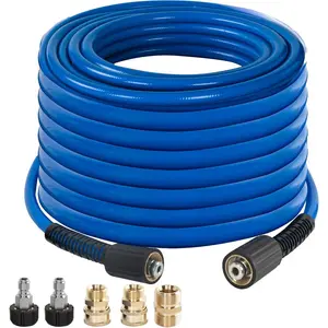 Washer Hose 100 FT, 3600 PSI Flexible Kink Resistant Power Washer Hose Replacement, 1/4" Quick Connect  Hose Extension With Leak-Free M22 x 3/8", Blue
