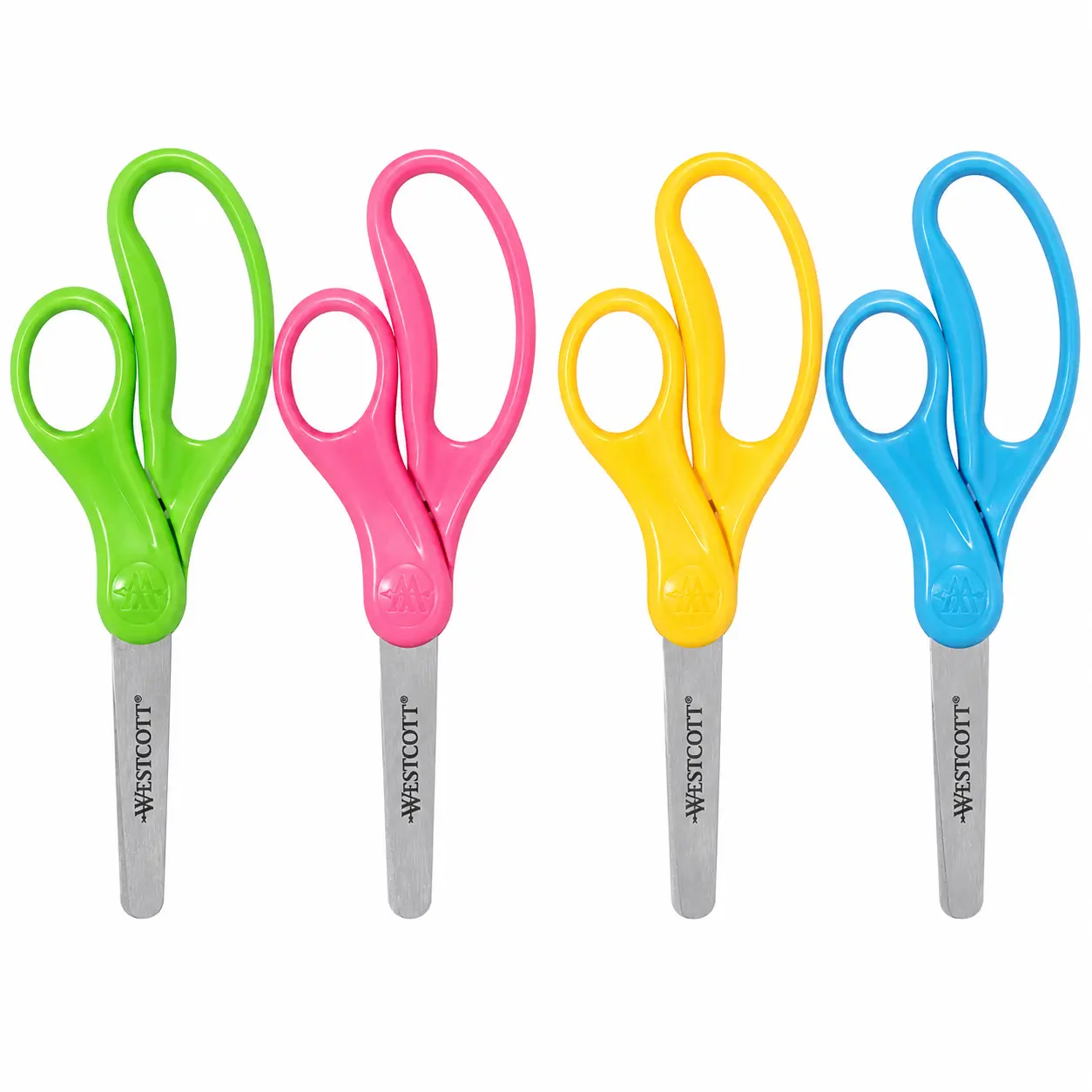 4-Pack Westcott Kids' Left or Right Handed 5” Hard Handle Blunt Edge Scissors