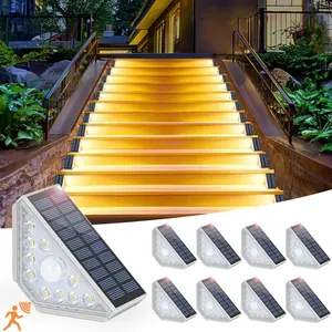 8/6/4 Pcs Solar Step Lights Outdoor,  Motion Sensor Outdoor Stair Lights Waterproof IP67, Solar Powered LED Outdoor Step Lights Decor for Yard Garden Porch Patio Pathway Deck, Warm White