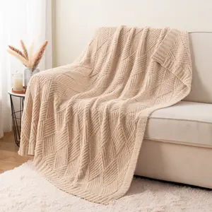 Battilo I Diamond Textured Knit Throw Blanket, Soft Cozy Lightweight Decorative Blanket for Couch and Bed,  50"x60"