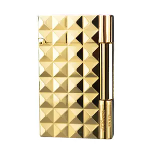 S.T. Dupont D13 Lighter - Diamond Head Gold Plate Lighter with Geometric Design & Paris Branding