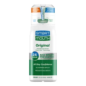 SmartMouth Original Zinc Activated Mouthwash (16oz) – Oral Rinse for 24-Hour Bad Breath Protection with Twice Daily Use | Fresh Breath Dentist-Recommended Oral Rinse