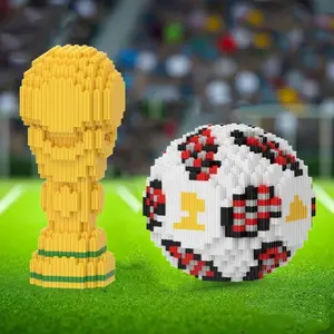 1000+ Pcs Creative Football Trophy Building Blocks Set, Building Block Model, Building Kit, Soccer Enthusiast Collection Decor, Desk Art Decoration, Perfect Gift