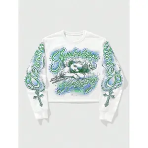 A must-have for men’s street style, retro angel print hooded sweatshirt, rhinestone craftsmanship + unique design, short loose casual fashion, men’s clothing GARMENTARY