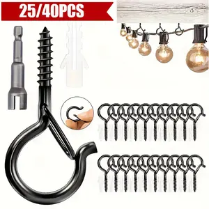 S-Type Hooks, 25/40 Easy Release Q-Type Hooks, Ideal for Outdoor Halloween Lights, Plant Pots, Wind Chimes, Bird Feeders, Safety Clip Design