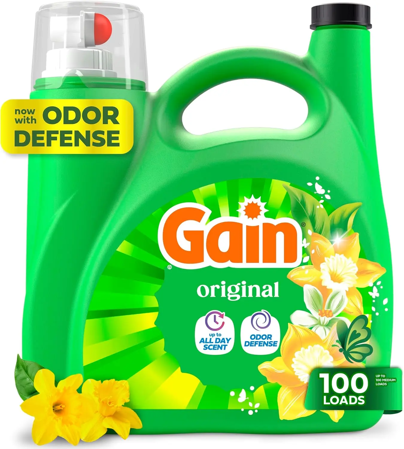 Gain Liquid Laundry Detergent Original Scent 132oz Odor Defense 100 Loads