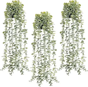 Der Rose 3Pcs Hanging Faux Eucalyptus Vines, Decorative Fake Potted Plants for Boho Room Decor, Home Office Desk Wall Shelf Accessories for College Dorm Wall Shelf, Apartment Bathroom & Moving Season Decor, summerwins Mid Year Sale