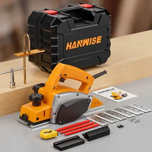 Electric hand planer with adjustable depth, manual planer woodworking tool, compact wood planer blade, planer blade and edge guide, suitable for carpenters, home decoration and woodworking enthusiasts