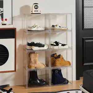 UFORU Transparent Shoe Box Storage Set with Magnetic Closure, Thickened Acrylic & Durable Flip-Top Lid, Transparent Shoe Organizer