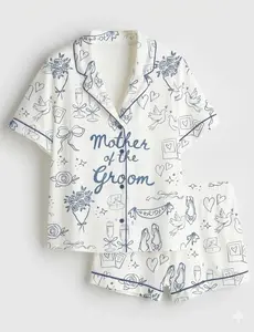 Mother of the Groom Blue Toile Pajama Set – Bridal Party Gift PJs