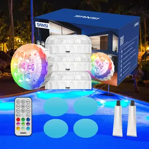 SANSI Poolside Light, Waterproof Color-Changing LED Light for Swimming Pool, Pond, Garden & Shower, Magnetic Mount, RF Remote, Battery-Powered Underwater Lighting Outdoor Decorative