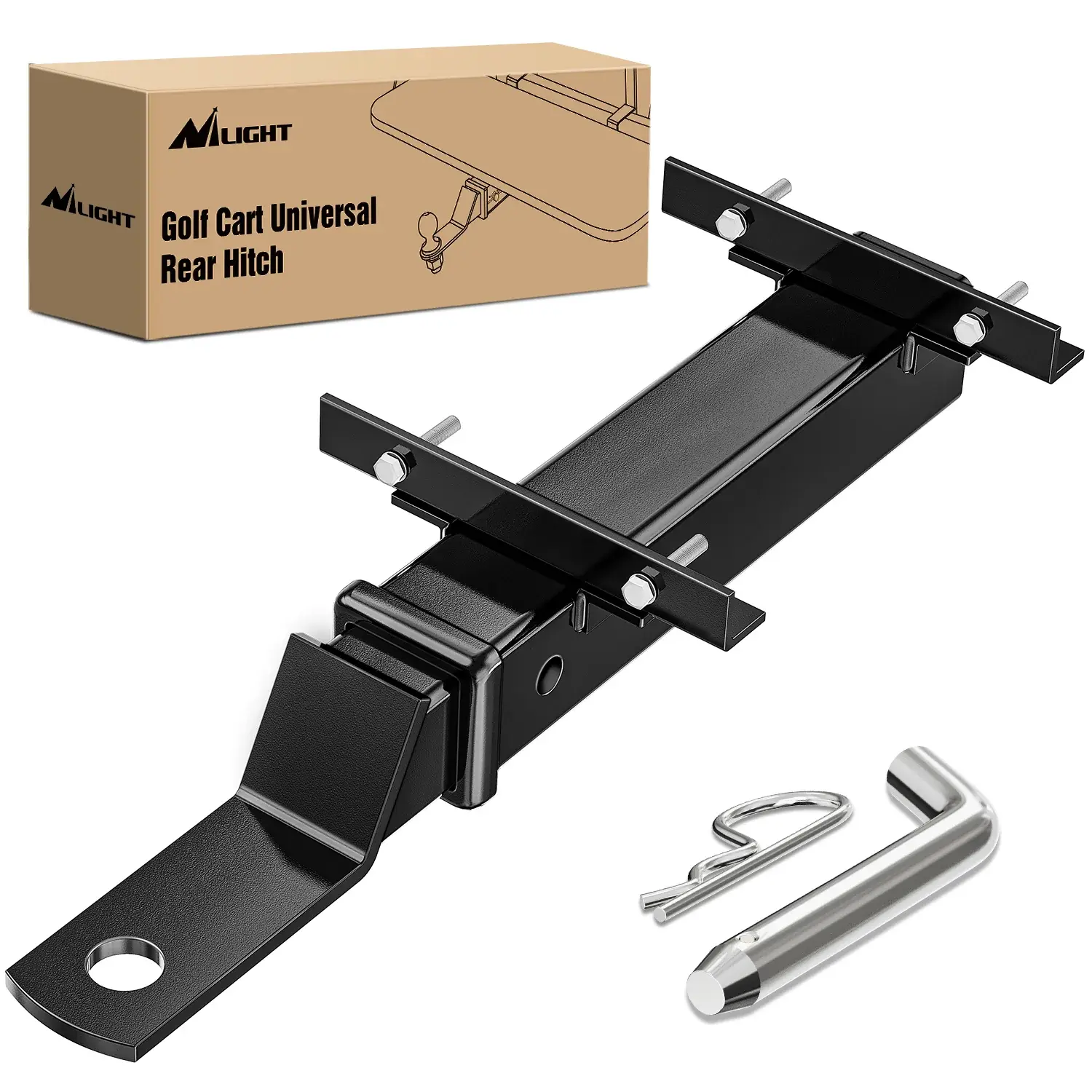 Nilight Premium Quality Heavy Duty Steel Universal Trailer Hitch - 2-inch Receiver, Club Car Compatible, Optimal Dimensions, Easy Installation, Durable Mounting Hardware, Reliable Load Capacity, Golf Cart Towing, Enhanced Versatility