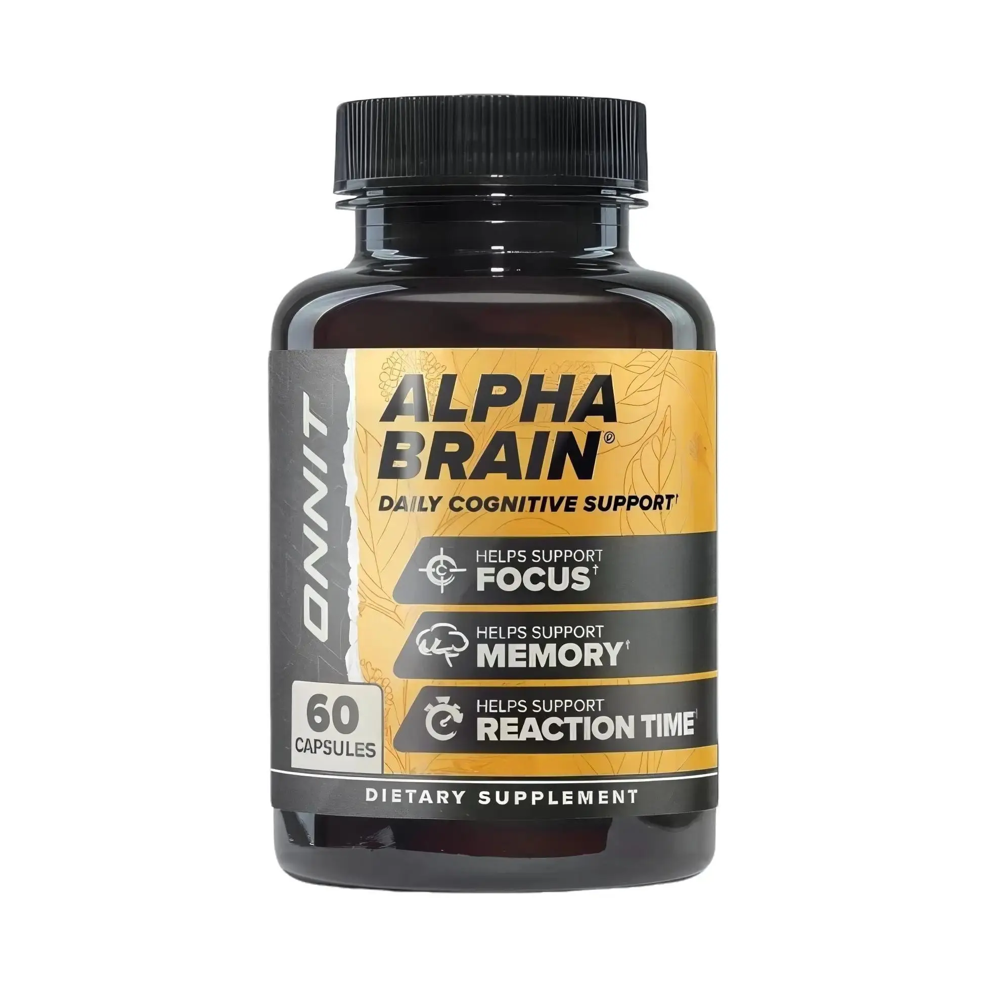 ONNIT Alpha Brain Nootropic Brain Supplement | Memory, Mental Clarity & Cognitive Improvement | Focus Capsules with L-Theanine, Vitamin B6 (60 Count)