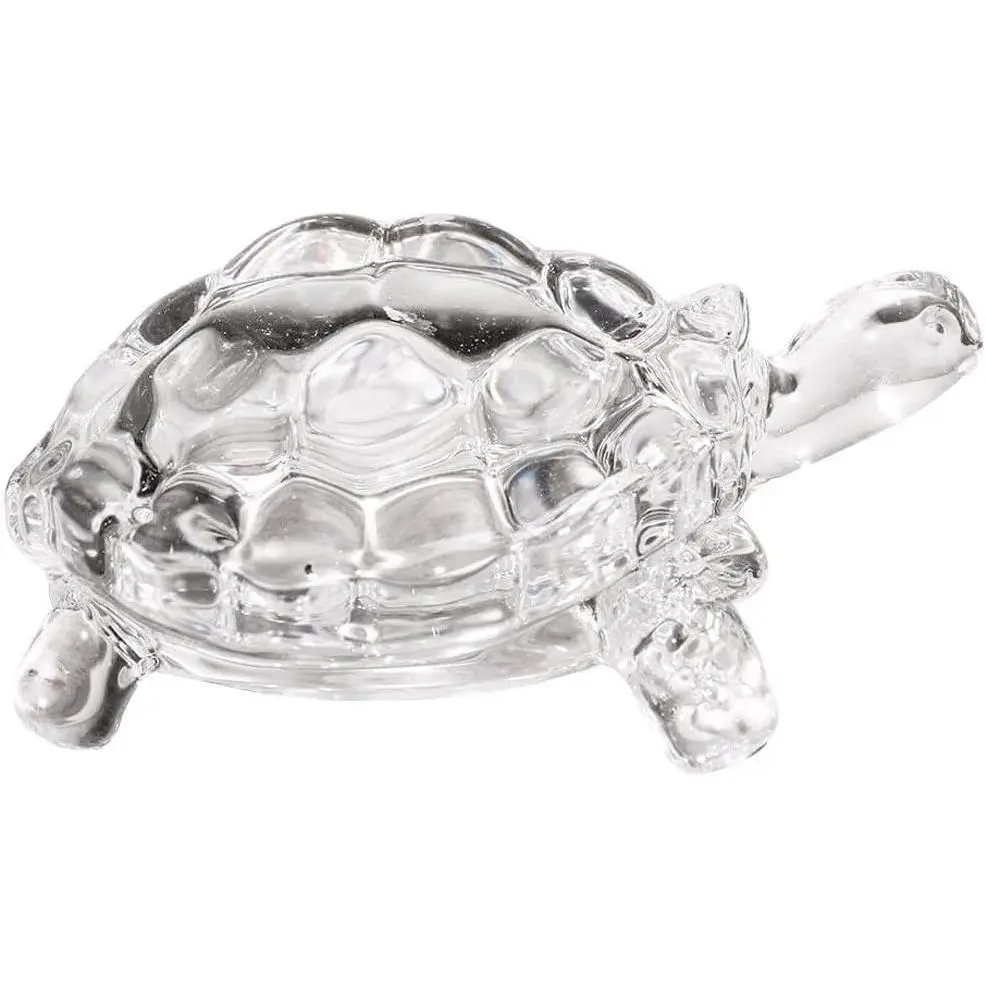 Smooth Crystal Turtle Figurine - Miniature Chinese Lucky Ornament for Home, Office Desk Decor Accessories