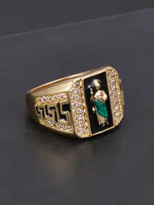 Men's Elegant Rhinestone Decorated Copper Ring, Fashion Jewelry for Party & Daily Clothing Decor, Trendy All-match Jewelry for Birthday Gift, Statement Rings