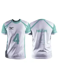 Haikyuu Aoba Johsai white cartoon anime role-playing volleyball team uniform summer short sleeved T-shirt quick drying sweat wicking support same team uniform Quick Drying Top
