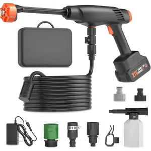 Cordless  Washer  ; 1100PSI 2.4 GPM Portable Cordless Power Washer with 6-in-1 Nozzle,  Cannon, 21V &Charger; Handheld   Washer (EnduringOrange)