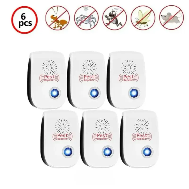 Ultrasonic Pest Repeller Plug-In (6 Pack) – Indoor Pest Control for Mice, Ants, Spiders, Roaches, and Insects