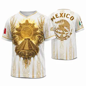 Mexico 2026 Aztec Soccer Jersey - White with Gold Pyramid & Eagle Design