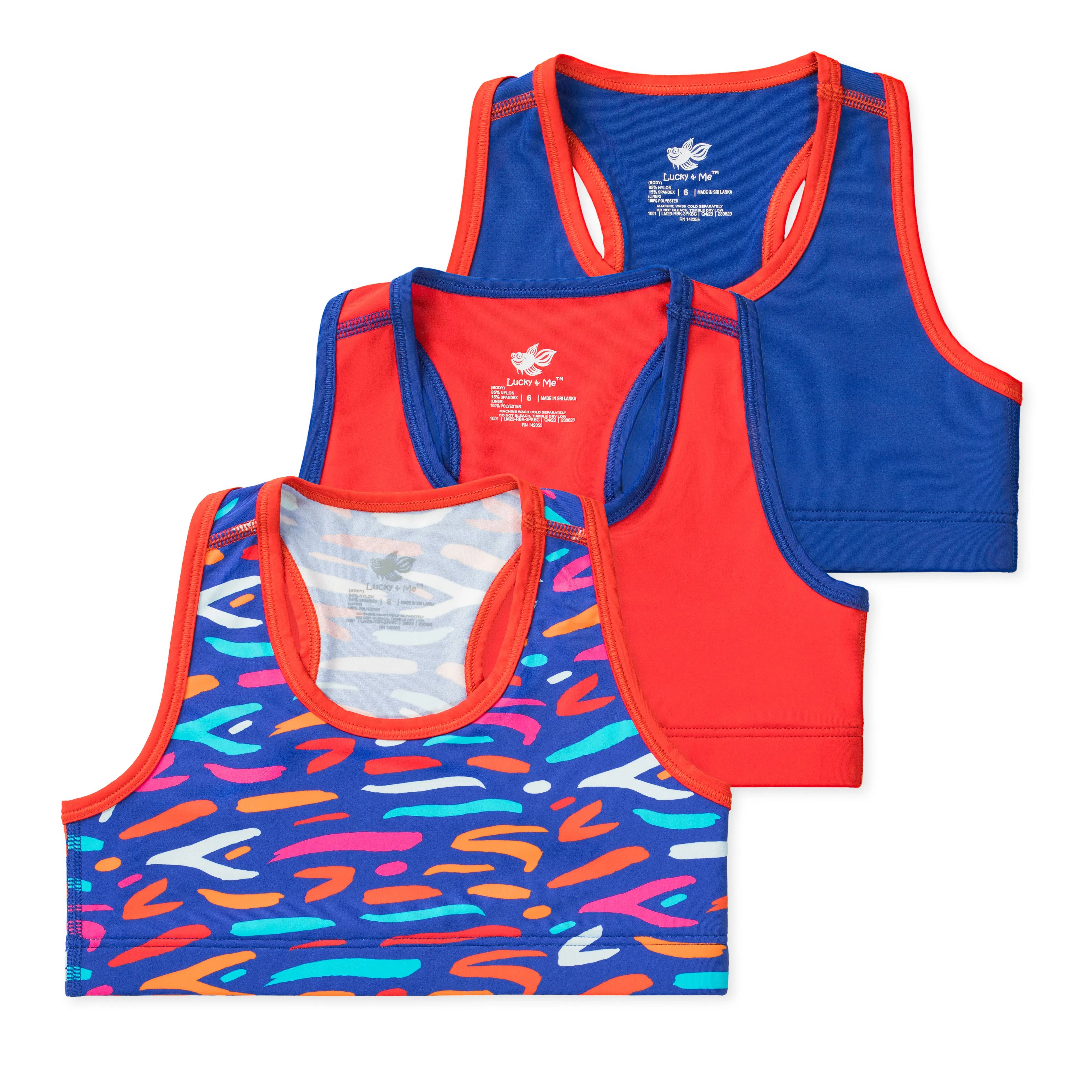 Layla Girls Racerback Cropped Tank (3-Pack)