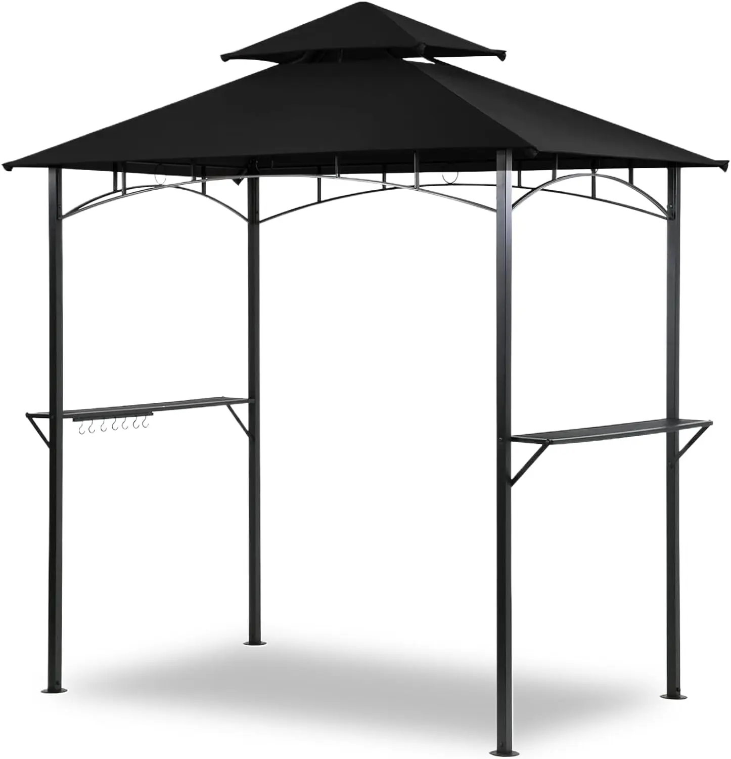 8'x5' Double Roof Sturdy Metal Grill Gazebo Canopy - Outdoor Patio Sunshade, 94.5"l x 59"w x 96.5"h All-Weather BBQ Tent, Large Patio Umbrella Shelters & Gazebos, Light Protection Shelters, Assembly Required Furniture homeessentials