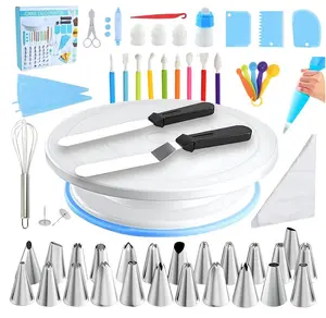 66 pcs Cake Kit Decorative Set with Rotating Turntable, Icing Tips, Pastry Bags & Tools for Baking Enthusiasts