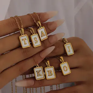 Hot Shell Initial Necklace for Women A-Z Letter Pendant Gold Plated Stainless Steel 18 inch Chain  Mother's Day Gifts for Women Accessories for Women