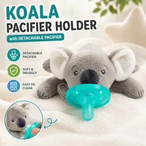 Koala Pacifier Holder with Detachable Pacifier, 0m+ Baby Soother Holder for Newborns, Infants and Toddlers, Cute Pacifier Accessory for Baby Registry, Diaper Bag, Stroller, Nursery, Travel and Everyday Baby Care