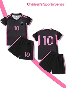 Boys' Quick-Dry Football Jersey and Shorts Set - Lightweight and breathable, No.10 football uniform with badge, ideal for sports, training, daily casual wear and team activities, featuring professional sportswear and athletic-style design, Sport Clothing