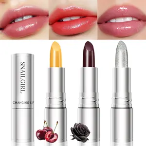 SNAILGIRL Temperature Color Changing Glitter Lipstick Waterproof Long Lasting Moisturizing Velvet Matte Lip Tint Red Pink Sexy Lips Makeup