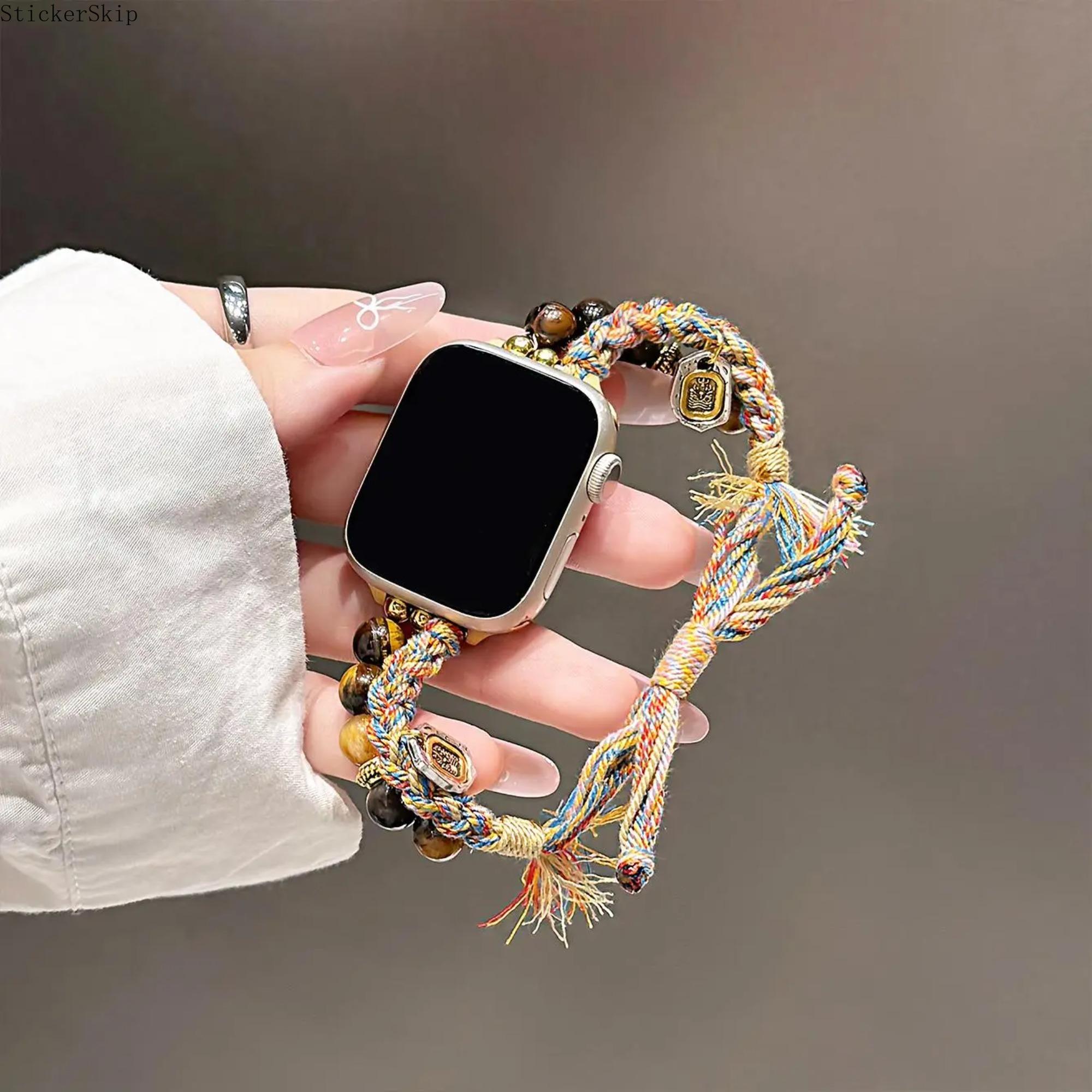 2026 NEW Fashionable Beaded Braided Watch Band, Fashion Comfortable Watch Band for Women & Men, Wearable Accessories Compatible with Apple Watch Series Smart Watch Straps 2026 NEW Fashionable Beaded Braided Watch Band, Fashion Comfortable Watch Band for Women & Men, Wearable Accessories Compatible with Apple Watch Series Smart Watch Straps