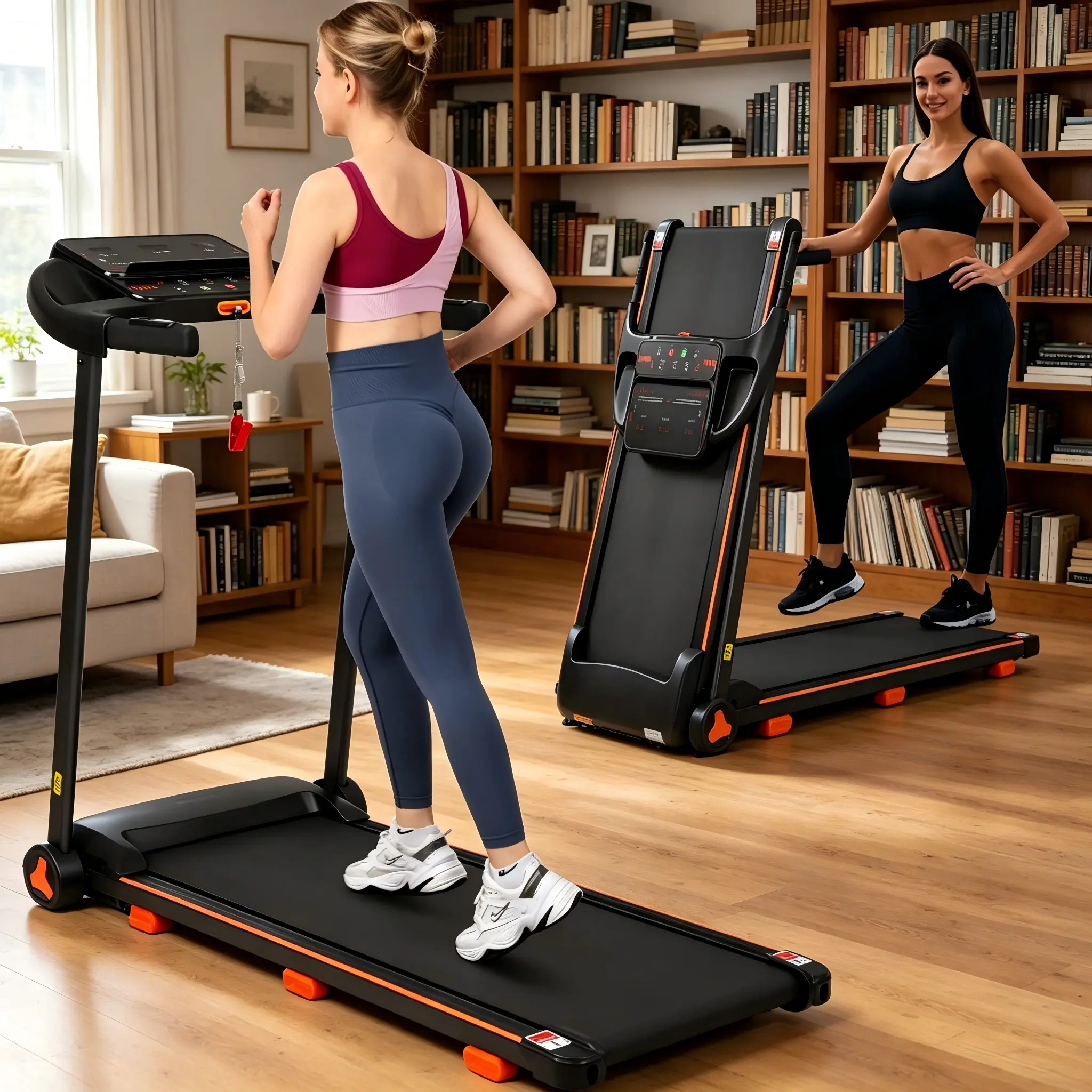SAVEYOUR  Foldable Small Space Home Treadmill, 2.5HP Quiet Incline Treadmill with 6-Point Shock Absorption, 300lbs Capacity, 7.5MPH Speed, Perfect for 12-3-30 Workout, Heart Rate Sensor, Bluetooth Speaker & USB Charge