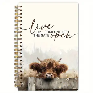 1 Highland Cow Philosophy Spiral Notebook - 13.97x21.08 cm - Rural Western Design, Self Improvement Journal, 50 double-sided Diary Pages, Spiral Binding, Stationery Gift for Livestock Enthusiasts and Nature Lovers, Farmhouse Style Writing Journal, Cover