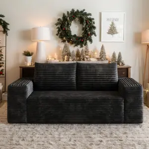 Eyisean 63"/71"/78.8" Modern Loveseat Boneless Couch in a Box Fluffy Plush Corduroy 2-Seater High Elasticity Foam Floor Sofa with Deep Seat & High Cushion Backrest No Assembly Required Comfy Cloud Couch for Living Room Small Spaces