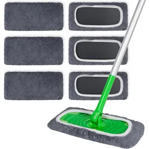 6 Pack Reusable Microfiber Mop Pads Compatible with Swiffer Sweeper Mop, Dry Sweeping Cloths & Wet Mopping Cloths, Washable Mop Pads for Surface/Hardwood Floor Cleaning (Mop is Not Included)