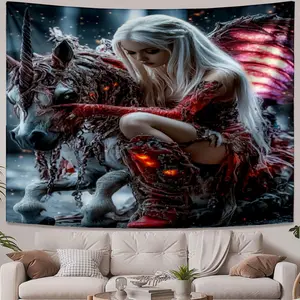 Classic Tapestries Woman winged unicorn Trendy Bedroom bedside wall covering tapestry