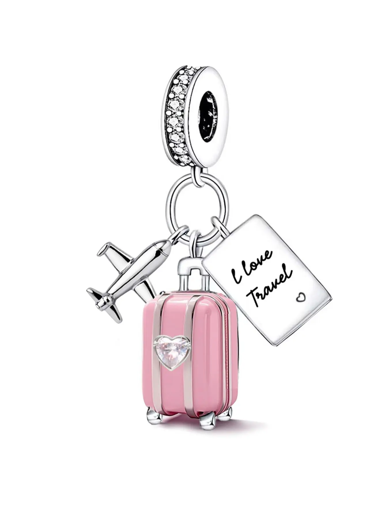 New Original Silver Charm Luggage Dog Pet Butterfly Clover Flower Pendant Beads Women Thanksgiving Christmas Beads Designer DIY Jewelry Making Kit for Bracelet Necklace Mother Fashion Anniversary Gift for Women Girls Perfect Choice Rhinestone Pendant
