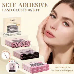 Lashterally Self-Adhesive Lash Clusters Kit | No Glue Needed, Easy Press-On & Removal, Salon-Quality Results, Individual Lash Clusters, 24+ Hour Hold, Beginner Friendly, 10mm/12mm/14mm, 72/90/110/120 Pc