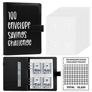 100 Envelopes Money Saving Challenge A5 Budget Binder Book with Cash Envelopes and Numbers 100-Days of Easy and Funny Ways to Save $5,050 Pink Planner Notebook Academic Planner Office Stationery Supplies Office Organizer
