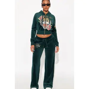 Ed Hardy Retro Tiger Velour Pant Set - Hunter S